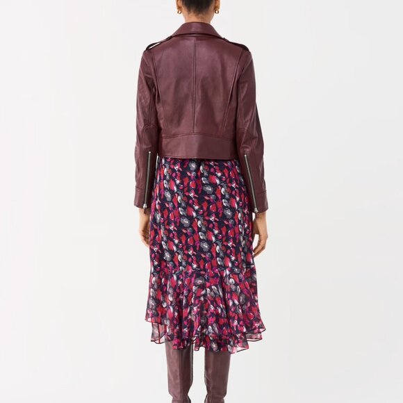 NWT- DVF Denzel Lamb Leather Jacket in Oxblood, sz 8, Brand New w Tags attached - Picture 6 of 10